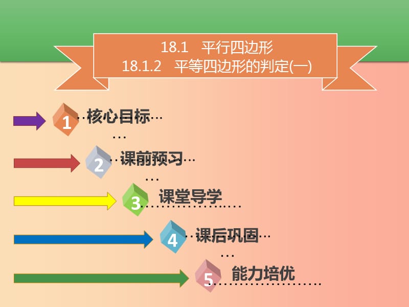 八年级数学下册第十八章四边形18.1.2平行四边形的判定一课件 新人教版.ppt_第1页