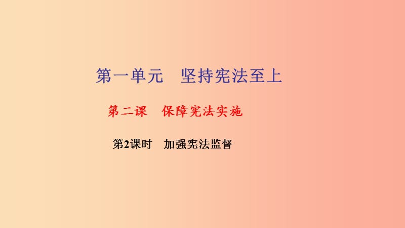 八年级道德与法治下册 第一单元 坚持宪法至上 第二课 保障宪法实施 第2框 加强宪法监督习题课件 新人教版.ppt_第1页