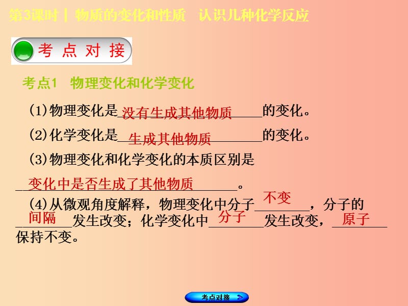 福建省2019年中考化学复习 主题二 物质的化学变化 第3课时 物质的变化和性质 认识几种化学反应课件.ppt_第3页