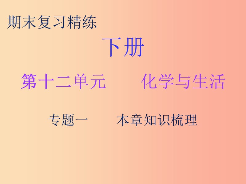 2019秋九年级化学下册 期末复习精炼 第十二单元 化学与生活 专题一 本章知识梳理课件 新人教版.ppt_第1页