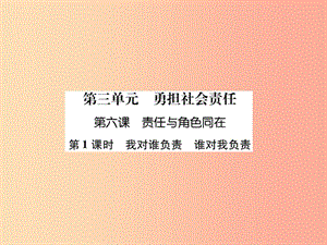 八年級道德與法治上冊 第3單元 勇?lián)鐣熑?第6課 責任與角色同在 第1框 我對誰負責 誰對我負責.ppt