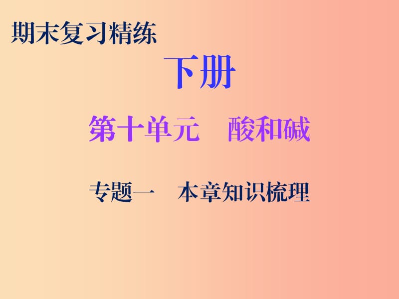 2019秋九年級化學下冊 期末復習精煉 第十單元 酸和堿 專題一 本章知識梳理課件 新人教版.ppt_第1頁