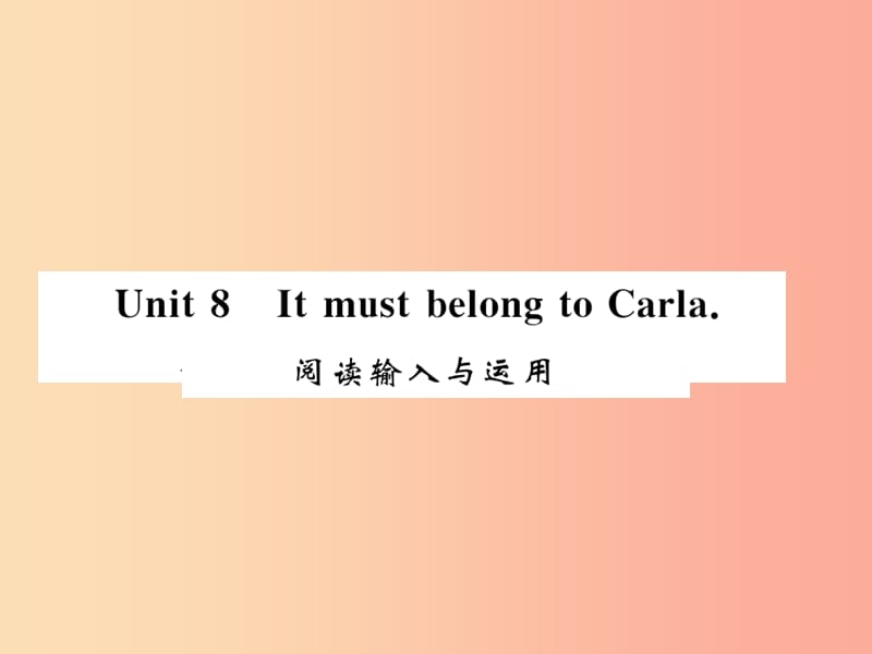 湖北通用2019年秋九年级英语全册Unit8ItmustbelongtoCarla阅读输入与运用习题课件 人教新目标版.ppt_第1页