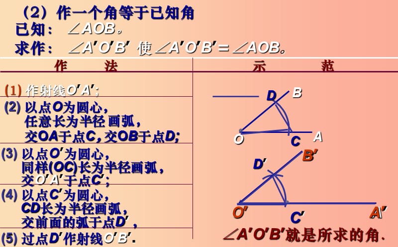 山东省济南市槐荫区七年级数学下册 第二章 相交线与平行线 2.4 用尺规作角课件（新版）北师大版.ppt_第3页