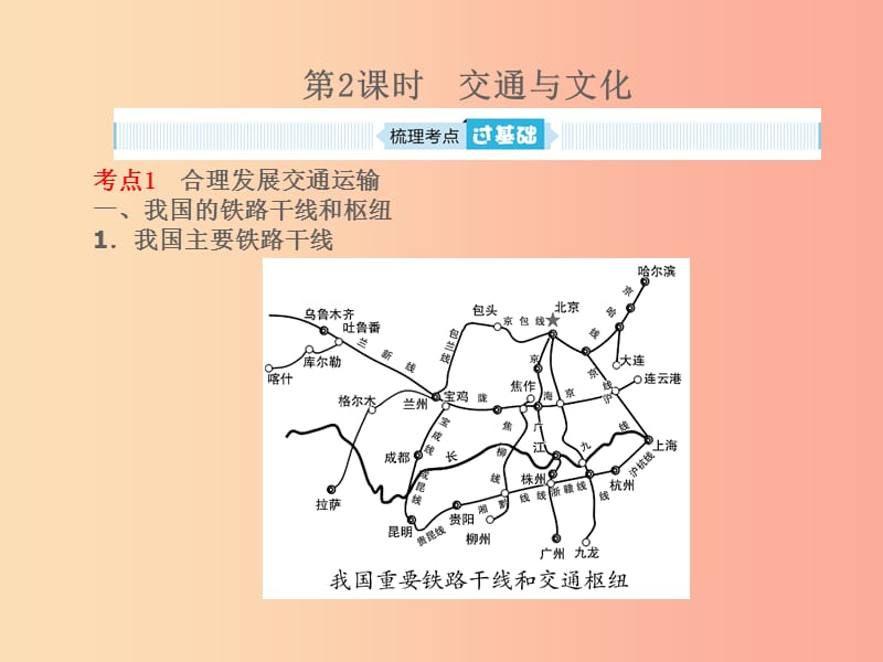 山东省2019年中考地理 八年级 第四章 中国的经济与文化 第2课时 交通与文化复习课件.ppt_第1页