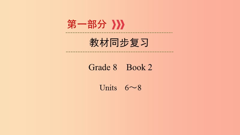 （貴陽專用）2019中考英語總復習 第1部分 教材同步復習 Grade 8 book 2 Units 6-8課件.ppt_第1頁