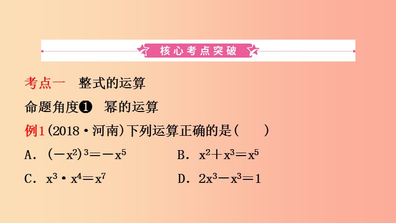 河南省2019年中考数学总复习 第一章 数与式 第二节 整式与因式分解课件.ppt_第2页