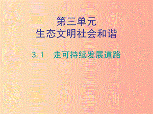 九年級道德與法治上冊 第三單元 生態(tài)文明 社會和諧 3.1 走可持續(xù)發(fā)展道路課件 粵教版.ppt