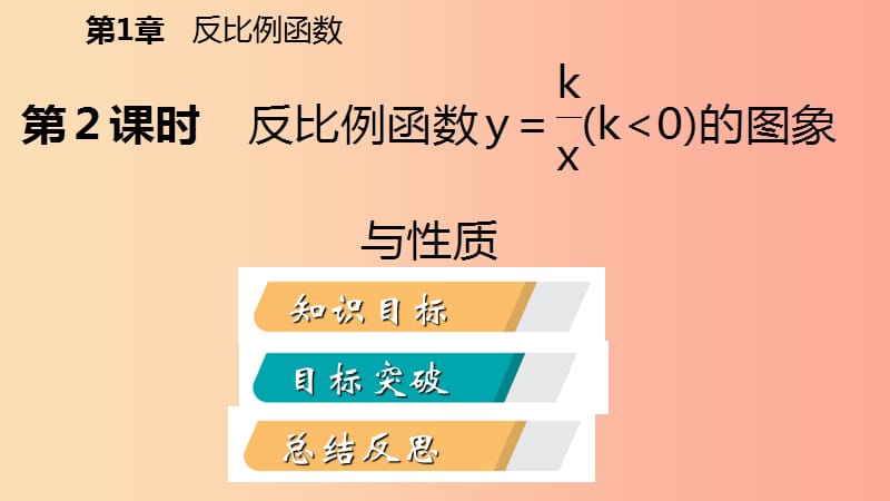 九年级数学上册第1章反比例函数1.2反比例函数的图象与性质第2课时反比例函数y=k∕xk＜0的图象与性质导学.ppt_第2页