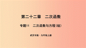 （武漢專版）2019年秋九年級數(shù)學(xué)上冊 第二十二章 二次函數(shù) 專題11 二次函數(shù)與方程（組）課件 新人教版.ppt