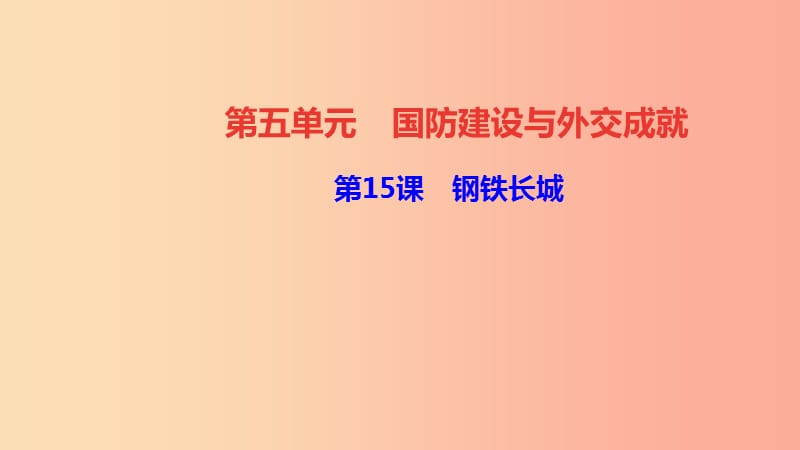 八年级历史下册 第五单元 国防建设与外教成就 第15课 钢铁长城四清练习课件 新人教版.ppt_第1页