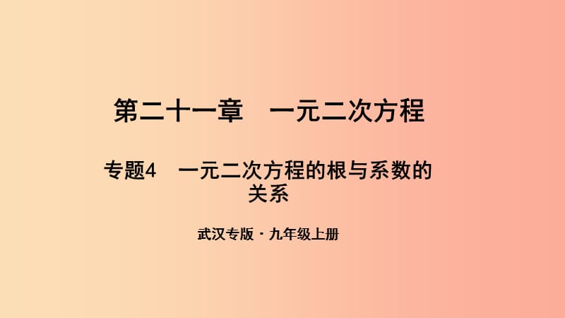 九年级数学上册 第二十一章 一元二次方程 专题4 一元二次方程的根与系数的关系课件 新人教版.ppt_第1页