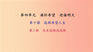 九年級政治全冊 第四單元 滿懷希望 迎接明天 第十課 選擇希望人生 第三框 未來道路我選擇習題 新人教版.ppt