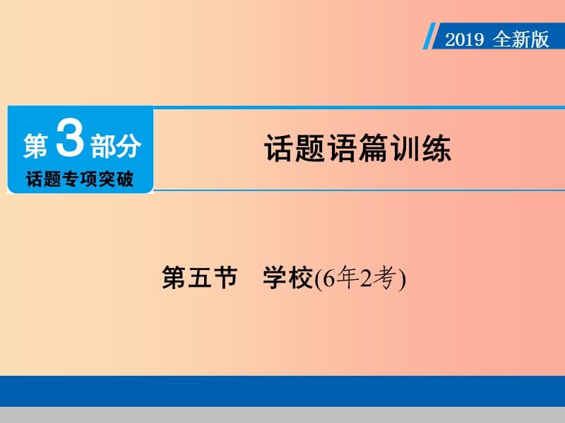 （广东专用）2019年中考英语总复习 第3部分 话题专项突破 第5节 学校课件 人教新目标版.ppt_第1页