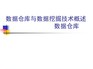 數(shù)據(jù)倉(cāng)庫(kù)與數(shù)據(jù)挖掘技術(shù)概述.ppt