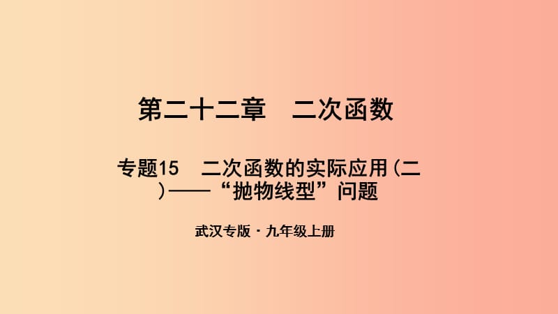 九年级数学上册第二十二章二次函数专题15二次函数的实际应用二-“抛物线型”问题课件 新人教版.ppt_第1页