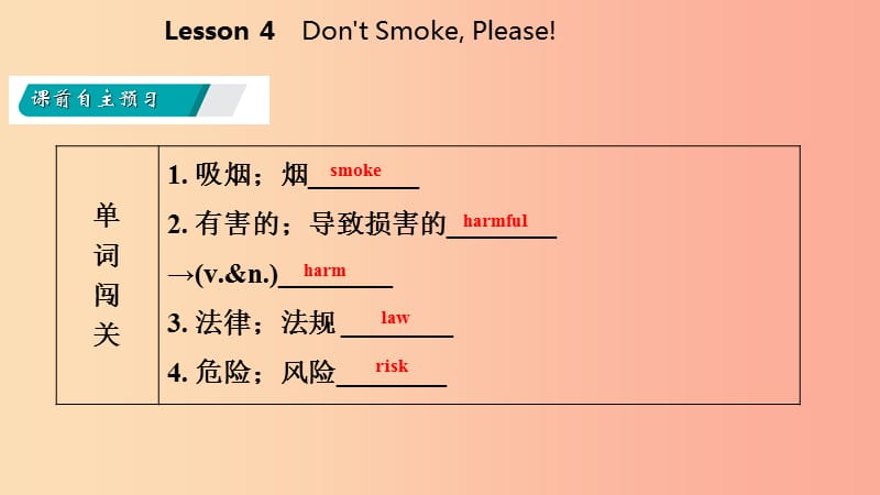 2019年秋九年级英语上册 Unit 1 Stay Healthy Lesson 4 Don’t SmokePlease导学课件（新版）冀教版.ppt_第3页