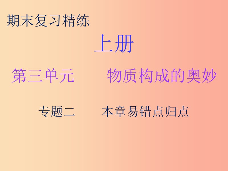 2019秋九年级化学上册 期末复习精炼 第三单元 物质构成的奥妙 专题二 本章易错点归点课件 新人教版.ppt_第1页