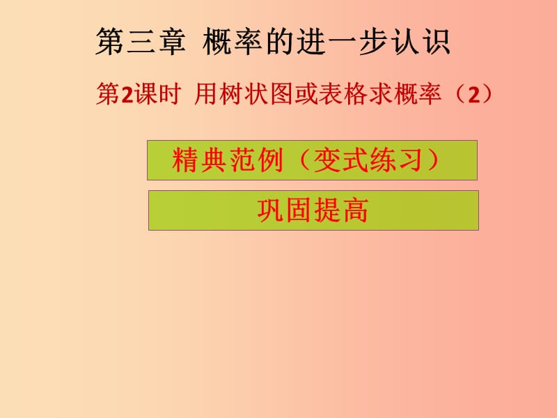 2019年秋九年级数学上册第3章概率的进一步认识第2课时用树状图或表格求概率2课堂导练习题北师大版.ppt_第1页