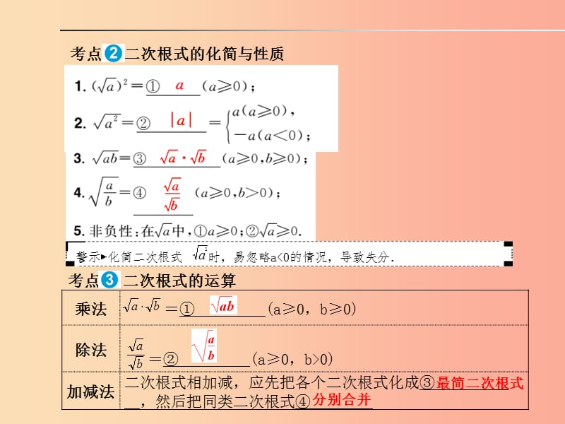 山东省泰安市2019年中考数学一轮复习 第一部分 系统复习 成绩基石 第一章 数与式 第4讲 二次根式课件.ppt_第2页