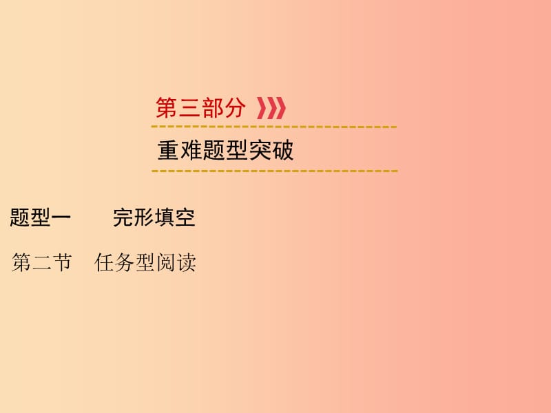 （遵义专用）2019中考英语 第3部分 重难题型突破 题型三 阅读理解 第2节 任务型阅读课件.ppt_第1页