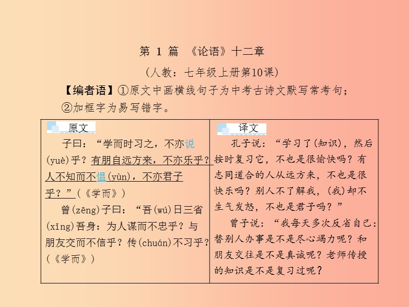 （甘肃专版）2019届中考语文 第三部分 文言文及古诗词赏析 专题一 文言文阅读（1-10篇）复习课件.ppt_第1页