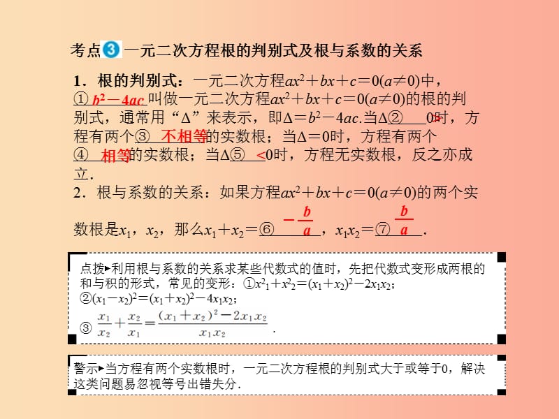 中考数学一轮复习 第一部分 系统复习 成绩基石 第二章 方程（组）与不等式（组）第8讲 一元二次方程.ppt_第3页