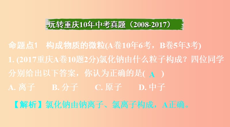 重庆市2019年中考化学总复习 第一轮 基础知识研究 第二单元 化学基本概念和原理 第9讲 物质的组成和结构.ppt_第2页