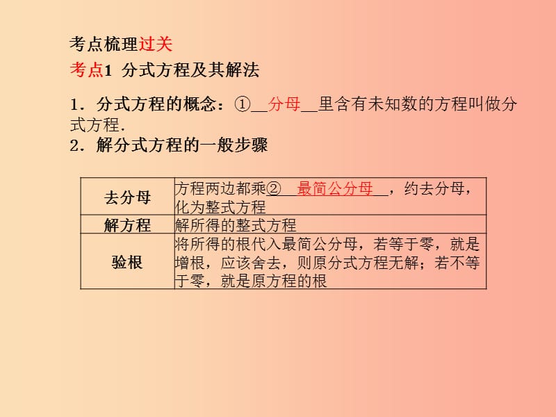 江苏省2019届中考数学专题复习 第五章 方程与不等式 第3讲 分式方程课件.ppt_第2页