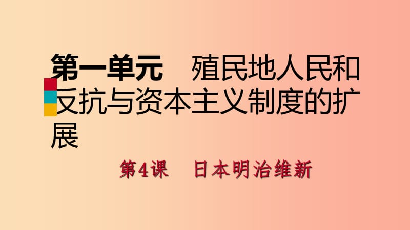 九年级历史下册 第一单元 殖民地人民的反抗与资本主义制度的扩展 第4课 日本明治维新课件 新人教版.ppt_第1页