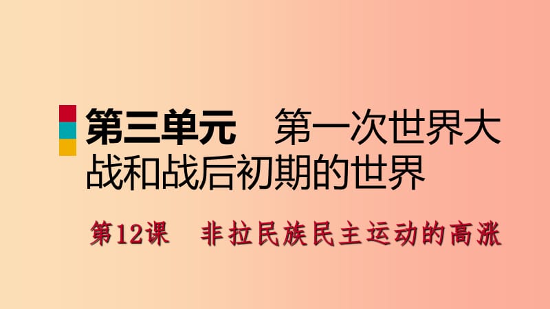 九年级历史下册 第三单元 第一次世界大战和战后初期的世界 第12课 非拉民族民主运动的高涨课件 新人教版.ppt_第1页