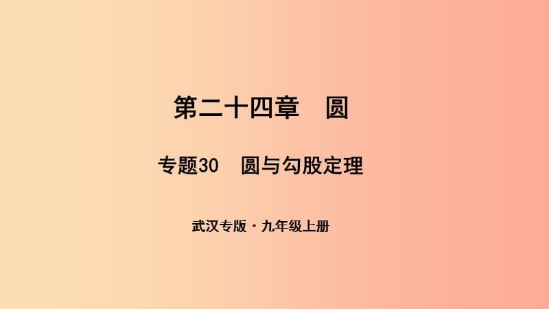 武汉专版2019年秋九年级数学上册第二十四章圆专题30圆与勾股定理课件 新人教版.ppt_第1页