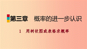 2019年秋九年級數(shù)學(xué)上冊 第三章 概率的進(jìn)一步認(rèn)識 3.1 用樹狀圖或表格求概率考場對接課件 北師大版.ppt