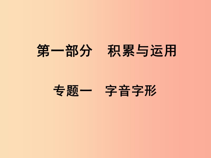 湖南省2019中考语文面对面 专题一 字音字形复习课件.ppt_第1页