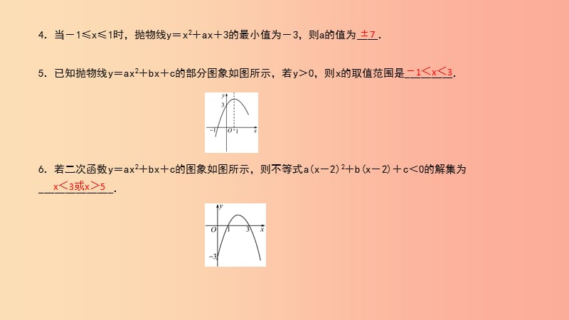 （武汉专版）2019年秋九年级数学上册 第二十二章 二次函数 专题10 二次函数与不等式课件 新人教版.ppt_第3页