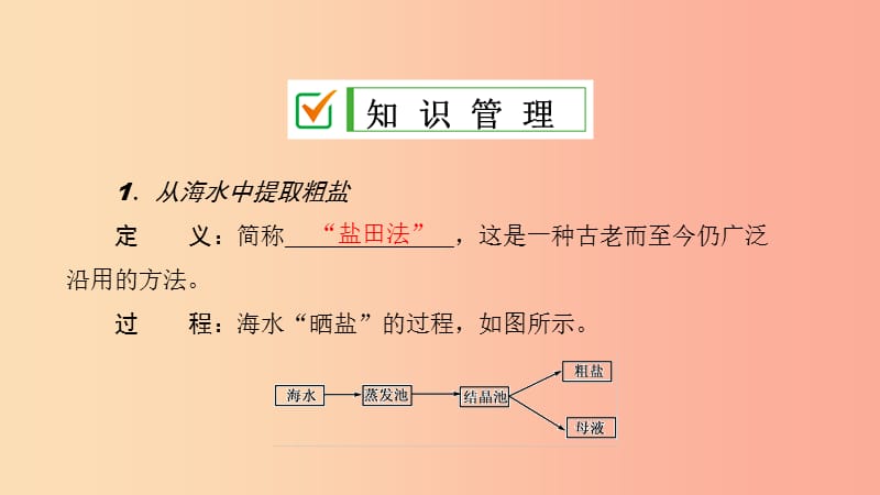 九年级化学下册 第八单元 海水中的化学 第二节 海水“晒盐”第1课时 海水“晒盐”的过程课件 鲁教版.ppt_第2页