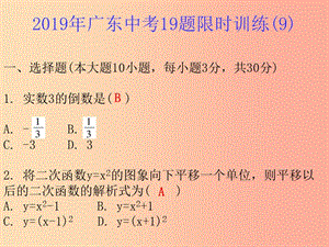 廣東省2019年中考數(shù)學總復(fù)習 19題限時訓(xùn)練（9）課件.ppt