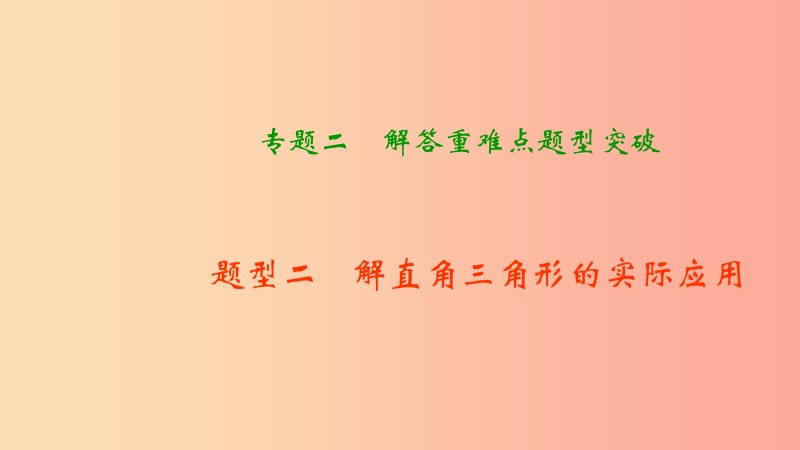 中考数学二轮复习 专题二 解答重难点题型突破 题型二 解直角三角形的实际应用课件.ppt_第1页