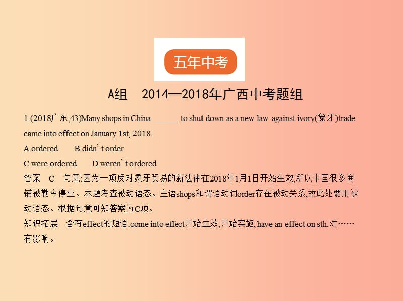 （广东地区）2019年中考英语复习 专题十一 动词的语态 课件.ppt_第2页