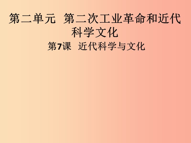 九年级历史下册 第二单元 第二次工业革命和近代科学文化 第7课 近代科学与文化导学课件 新人教版.ppt_第1页