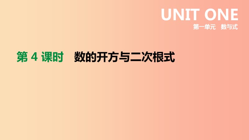 云南省2019年中考数学总复习 第一单元 数与式 第04课时 数的开方与二次根式课件.ppt_第1页