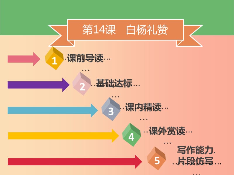 2019年秋季八年级语文上册 第四单元 第14课 白杨礼赞习题课件 新人教版.ppt_第1页