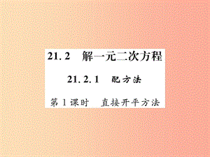 九年級數(shù)學上冊 第二十一章 一元二次方程 21.2 解一元二次方程 21.2.1 第1課時 直接開平方法 新人教版.ppt