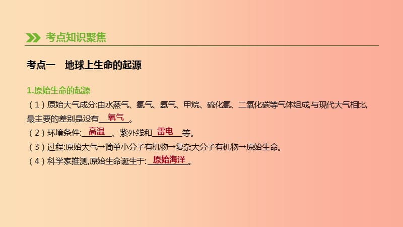 内蒙古包头市2019年中考生物 第六单元 生命的延续和发展 第20课时 生命的起源和生物的进化复习课件.ppt_第3页