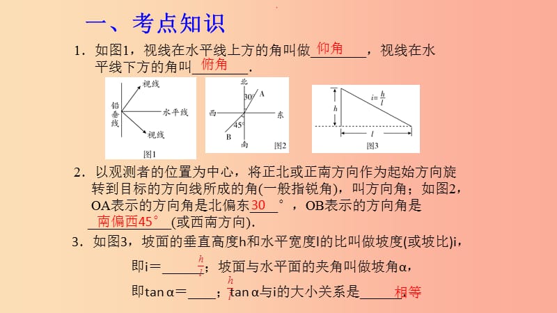 （湖北专用）2019中考数学新导向复习 第四章 三角形 第20课 解直角三角形的实际应用课件.ppt_第2页