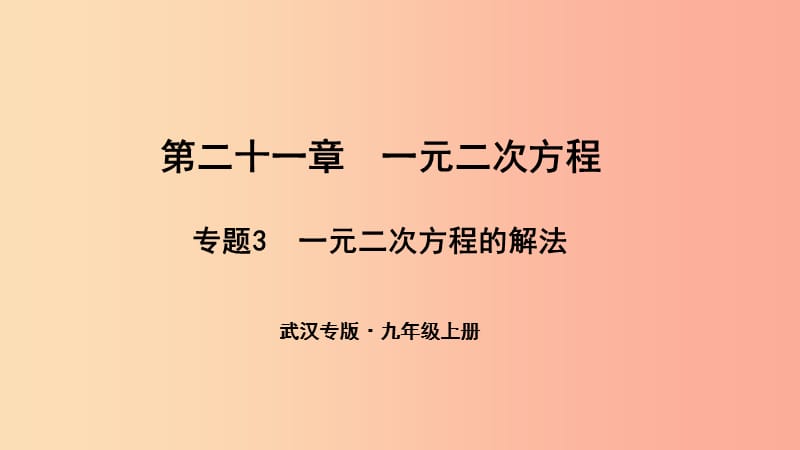 （武汉专版）2019年秋九年级数学上册 第二十一章 一元二次方程 专题3 一元二次方程的解法课件 新人教版.ppt_第1页