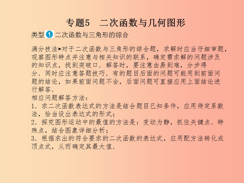 山东省泰安市2019年中考数学专题复习 专题5 二次函数与几何图形课件.ppt_第1页