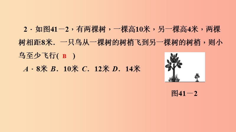 八年级数学上册第14章勾股定理14.2勾股定理的应用第1课时勾股定理在生活中的应用课堂反馈导学华东师大版.ppt_第3页