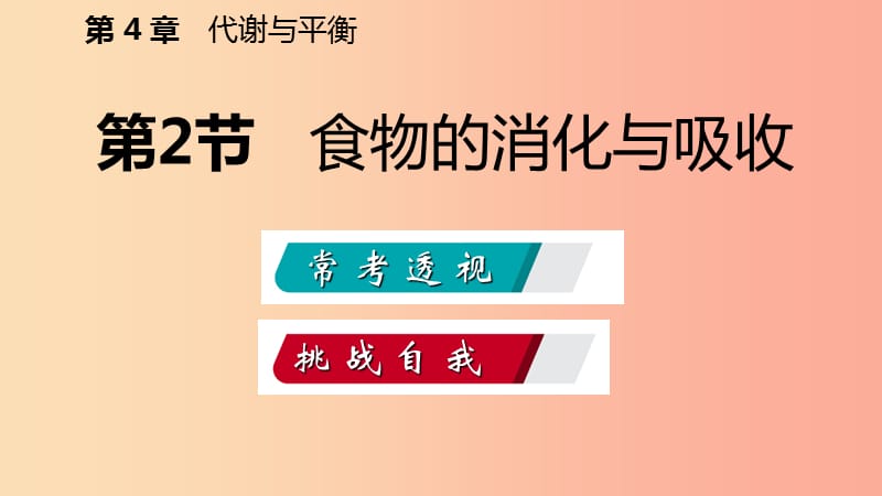 2019年秋九年级科学上册 第4章 代谢与平衡 第2节 食物的消化与吸收练习课件（新版）浙教版.ppt_第2页