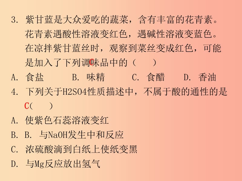 2019秋九年级化学下册 期末复习精炼 第十单元 酸和碱 专题三 常见的酸课件 新人教版.ppt_第3页